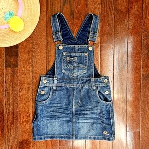 Original Mantaray Girls Blue Denim Pinafore/Dungaree Dress Size 4 Years